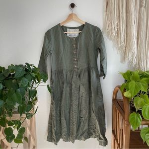 notPERFECTLINEN // 3/4-Sleeved “Mama” Dress // Forest Green
